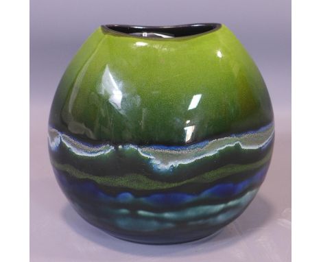 A Poole pottery Maya purse vase, marked to base, signed JB (possibly Jane Brewer), H.19 W.21cm 