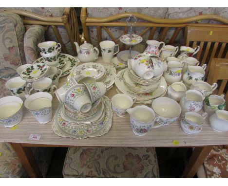 An assortment china teaware inc. Grafton Persian patterned cups and saucers, Queen Anne Old Country spray, Royal Grafton Noel