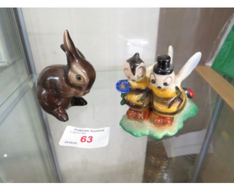 GOEBEL FIGURE OF RABBIT AND A GOEBEL FIGURE OF HUMOROUS BEES AND LADYBIRD