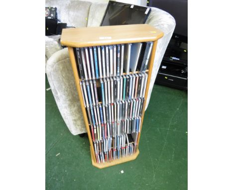 LIGHT WOOD EFFECT CD STAND WITH ASSORTED CD'S