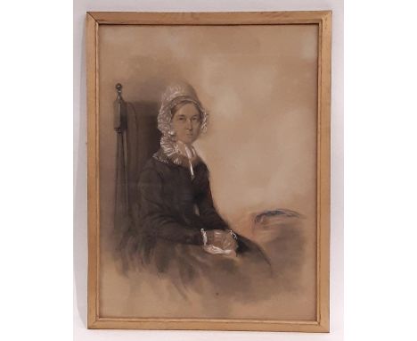 Victorian half portrait of Juliet Sneyd-Reynolds (1797-1860), charcoal, watercolour and chalk on paper, with history on the s