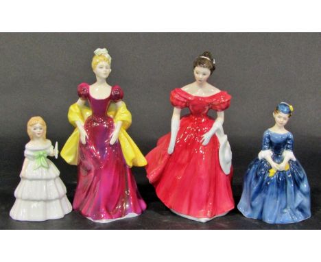 Ceramic figures, mostly Royal Doulton: Faye, Loretta, Cherie, Penny, Winsome, Julie, Rosie Picking Apples (Royal Worcester), 