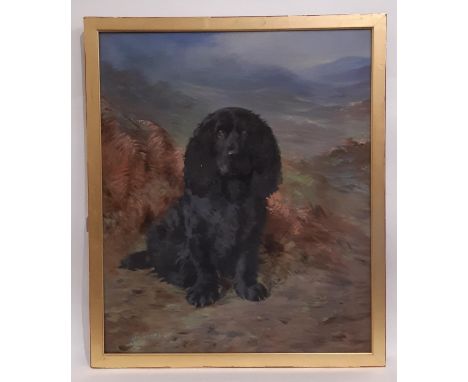 Lilian Cheviot (British, 1876-1936) - Portrait of a Spaniel on the Moors, oil on canvas, signed lower left, 64 x 76 cm, gilt 