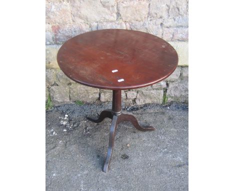 A small 19th century mahogany tripod table with birdcage action and possibly associated circular top, approx 60 cm high x 59 