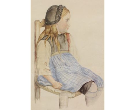 French School (19th Century)Seated portrait of a young girlWatercolourSigned indistinctly lower left31cm x 22cm