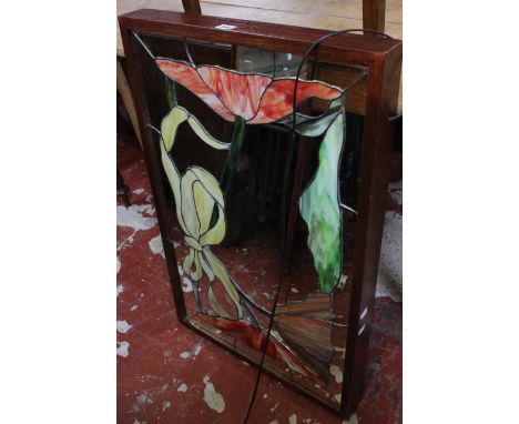 An Amercian floral decorated mirror with integrated light 85cm high, 55cm wide (sold as parts)