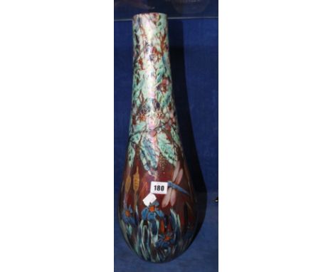 An Anita Harris Art Pottery vase decorated with Dragonflies and flowers, signed to base, 50cm high