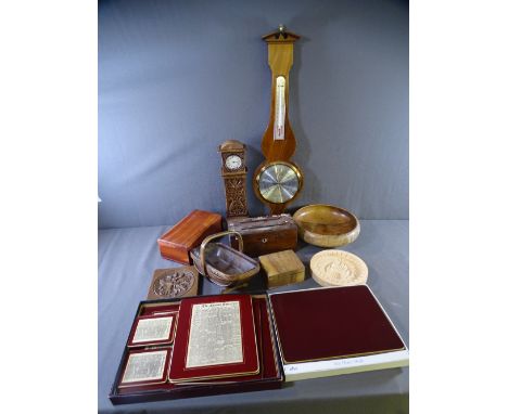 PARCEL OF MIXED TREEN including barometer model, long-case clock ETC