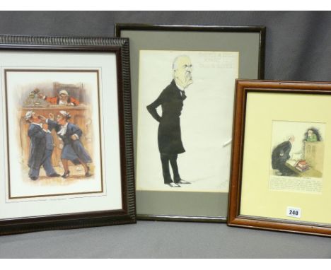 THREE LEGAL RELATED HUMOROUS COLOURED PRINTS