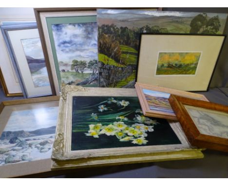 LARGE PARCEL OF PAINTINGS &amp; PRINTS including limited edition WARREN WILLIAMS, MAURICE GREENWOOD oil on board - farmstead 