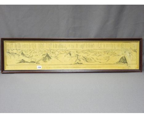 FRAMED PANORAMIC MAP AS SEEN FROM THE SUMMIT OF SNOWDON being (1/100) copies privately reprinted from an old sketch published