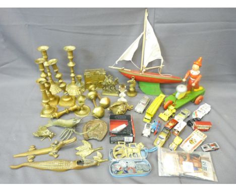 SELECTION OF BRASS ORNAMENTS, a vintage 1950s yacht by Star, makers 'Birkenhead in England', vintage Hasbro Star Wars Titaniu