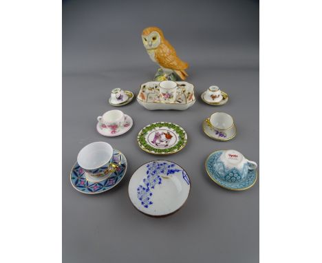 GROUP OF PORCELAIN CABINET MINIATURES AND COLLECTABLES, makers include Royal Crown Derby, Spode, Hammersley and Limoges ETC a