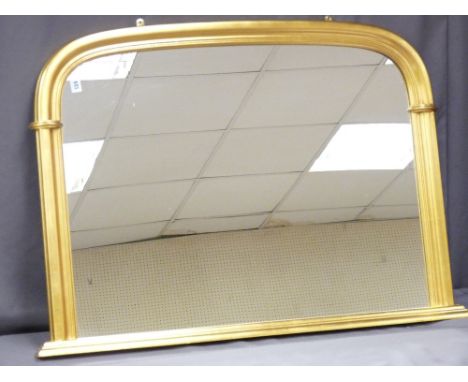 MODERN GILT OVERMANTEL MIRROR, 74 x 104cms