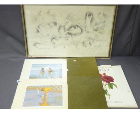 WILLIAM (BILL) GELDART limited editions - 'White Cat Collage' (247/600), signed in pencil,  42 x 67cms, book 'Geldart's Chesh
