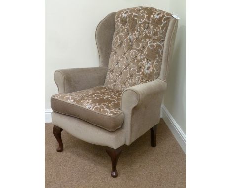 Wing back upholstered armchair, W79cm