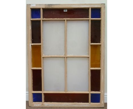 19th century stained glass window panel, 91cm x 122cm
