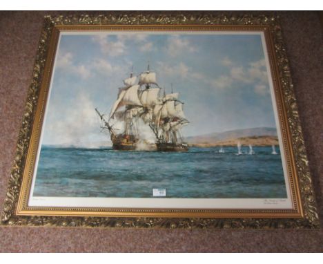 'The Smoke of Battle - The Gallant Speedy' colour print after Montague Dawson and one other Montague Dawson print (2)