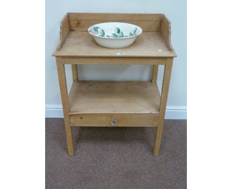 19th century pine washstand (W66cm) and a pine four panel screen (2)