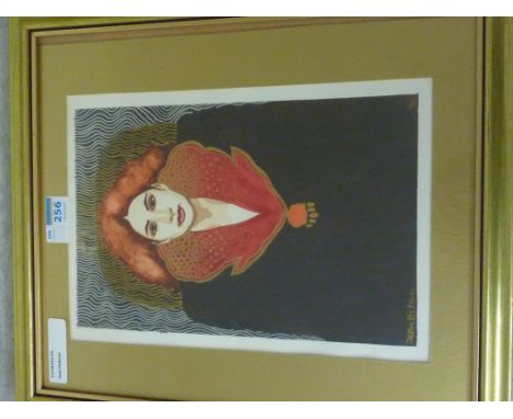 Half Length Portrait of a Girl with a Red Collar, mixed media watercolour signed and dated by Jean Hobson '90,  29cm x 20cm