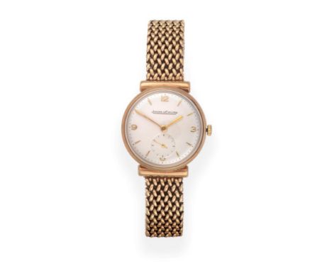 A 9ct Gold Wristwatch, signed Jaeger LeCoultre, 1952, (calibre P480/C), lever movement signed and numbered 822990, silvered d