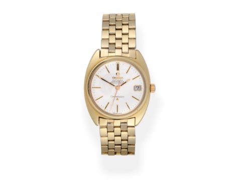 A Gold Plated Automatic Calendar Centre Seconds Wristwatch, signed Omega, Chronometer Officially Certified, model: Constellat