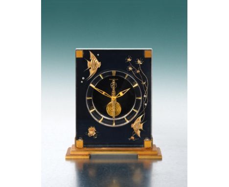 A Perspex Aquarium Mantel Timepiece, signed Jaeger LeCoultre, model: Marina, circa 1975, single line lever visible  movement,