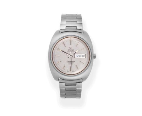 A Stainless Steel Automatic Day/Date Centre Seconds Wristwatch, signed Omega, model: Seamaster Cosmic 2000, circa 1975, lever