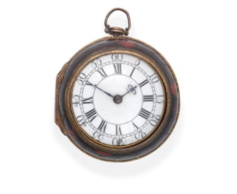 A Tortoiseshell Pair Cased Verge Pocket Watch, signed Ellicott, London, No.4395, circa 1760, gilt fusee verge movement signed