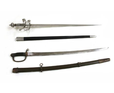 A 19th century cavalry sword, with 'D' form guard, impressed 'HC7301' to guard and blade, 101.5cm long, together with a Hanwe