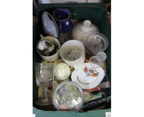 A box containing a good selection of vintage china and glass