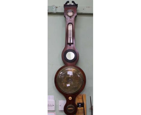 A 19th century mahogany case barometer / thermometer by A. Maspoli Hull
