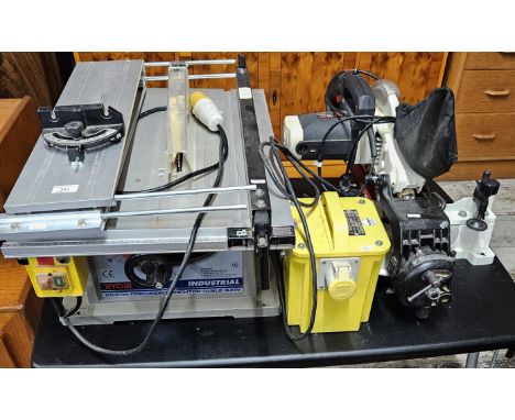 RYOBI PRECISION  INDUSTRIAL BENCH TABLE SAW 254 MM,110V, WITH TRANSFORMER, AXMINSTER CHOP SAW