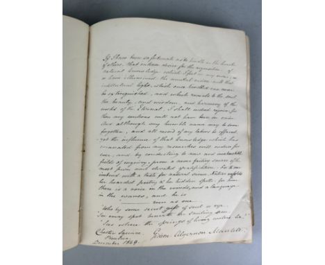 A RARE 19TH CENTURY VISITOR'S BOOK WITH EXTRAORDINARY MONOLOGUE BY GIDEON ALGERNON MANTELL (1790-1852) AND SIGNED BY CHARLES 