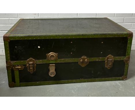 A GENTLEMAN'S TRAVEL WARDROBE TRUNK WITH FITTED INTERIOR 