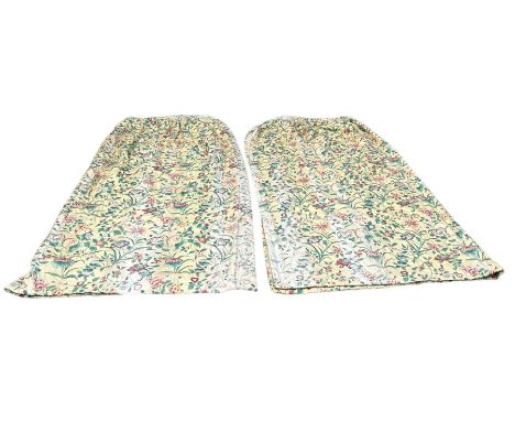TWO PAIRS OF COLEFAX AND FOWLER CURTAINS WITH PELMETS AND TIE BACKS, Largest 280cm W x 250cm Drop Smallest 170cm W x 250cm Dr