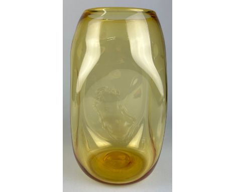 A JAMES POWELL &amp; SONS AMBER GLASS VASE, 20th century, 31cm h 