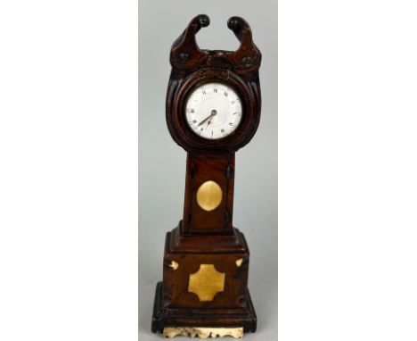 A HIGGS AND EVANS POCKET WATCH MOUNTED IN AN 18TH CENTURY GRANDFATHER CLOCK MINIATURE27cm HIvory Act Submission CPJLNHS7