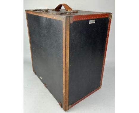 AN ANTIQUE PORTABLE FILING TRUNK 