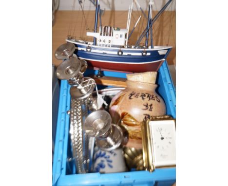 Various items to include a carriage clock &amp; candelabra