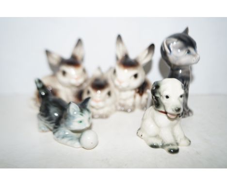 Goebel Rabbit Group, Goebel Cat and Dog and one other