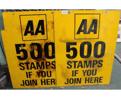 TWO AA BRANDED ENAMEL SIGNS 