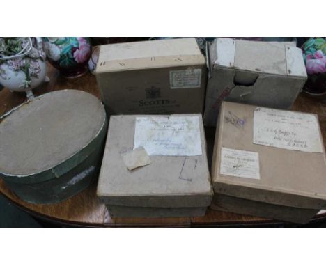 A SELECTION OF VINTAGE HAT BOXES plus contents 