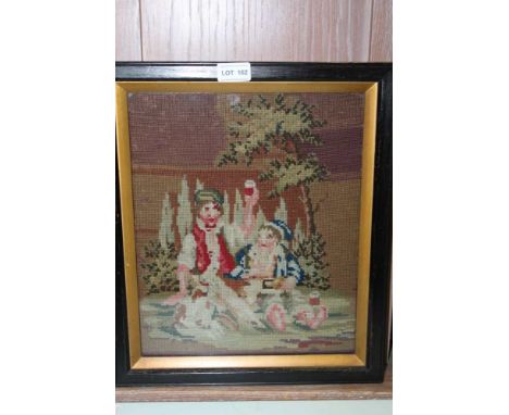 A GLAZED &amp; FRAMED PROBABLE 19TH CENTURY TAPESTRY WOOLWORK 