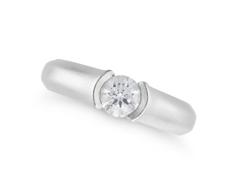 CARTIER, A SOLITAIRE DIAMOND RING in platinum, set with a round brilliant cut diamond of 0.50 carats, inscribed 0.50, signed 