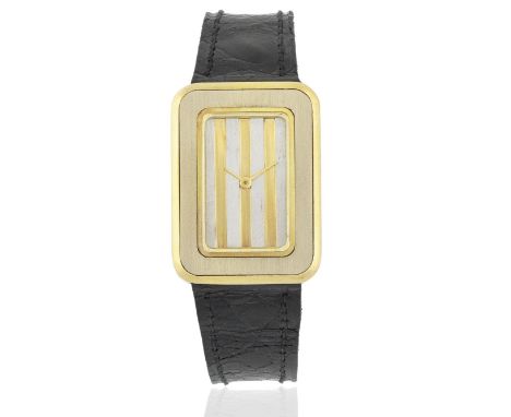 Lucien Piccard. An 18K yellow and white gold manual wind rectangular wristwatchReference: SB5756Date: Circa 1980Movement: 17-