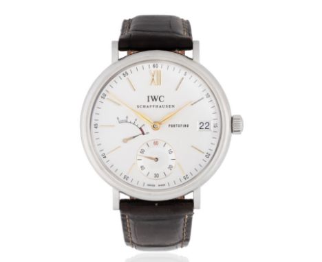 IWC. A stainless steel manual wind wristwatch with power reserveModel: PortofinoDate: Purchased 7th December 2016Movement: 30
