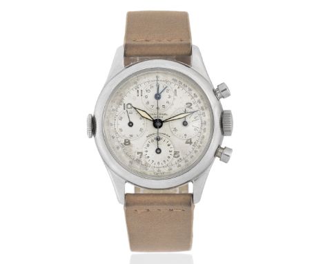 Universal Genève. A stainless steel manual wind chronograph wristwatch with dual time zoneModel: Aero-CompaxReference: 22289D