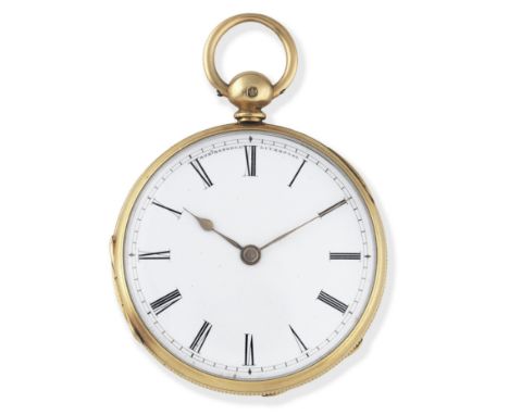 Robert Roskell, Liverpool. An 18K gold key wind open face pocket watchDate: London Hallmark for 1851Movement: Gilt 3/4 plate 
