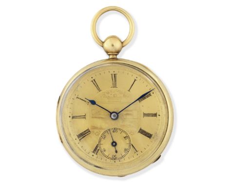 John Harrison. An 18K gold key wind open face pocket watch with detached leverDate: Circa 1830Movement: Gilt 3/4 plate Englis